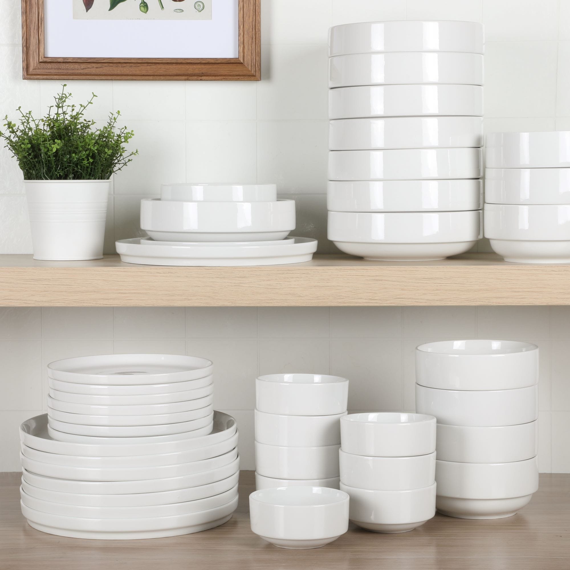 Gibson Home Rothernberg Stackable 40 Piece Service For 8 White Porcelain Plates And Bowls Set