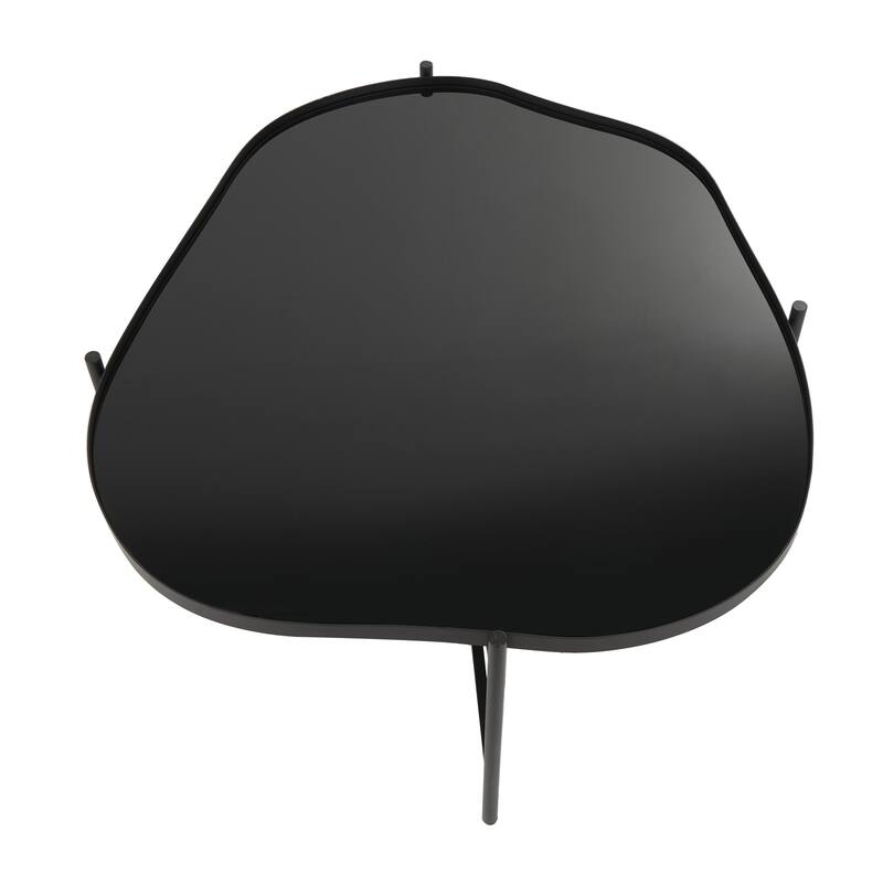 Metal Abstract Wavy Side End Accent Table with X-Shaped Base - Black - Roche River Decor