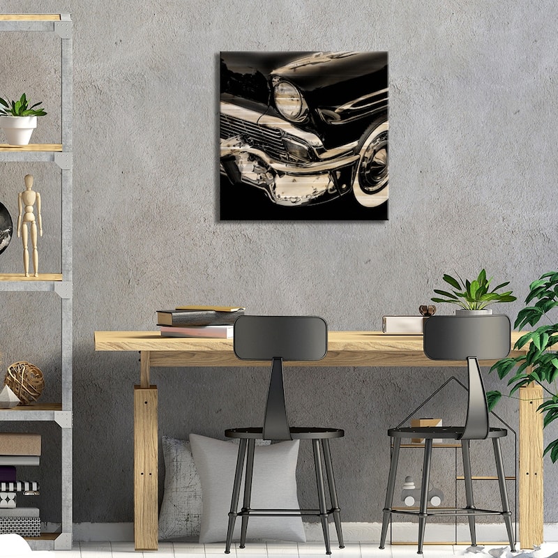 Vintage Car I Print On Wood by PhotoINC Studio - Multi-Color