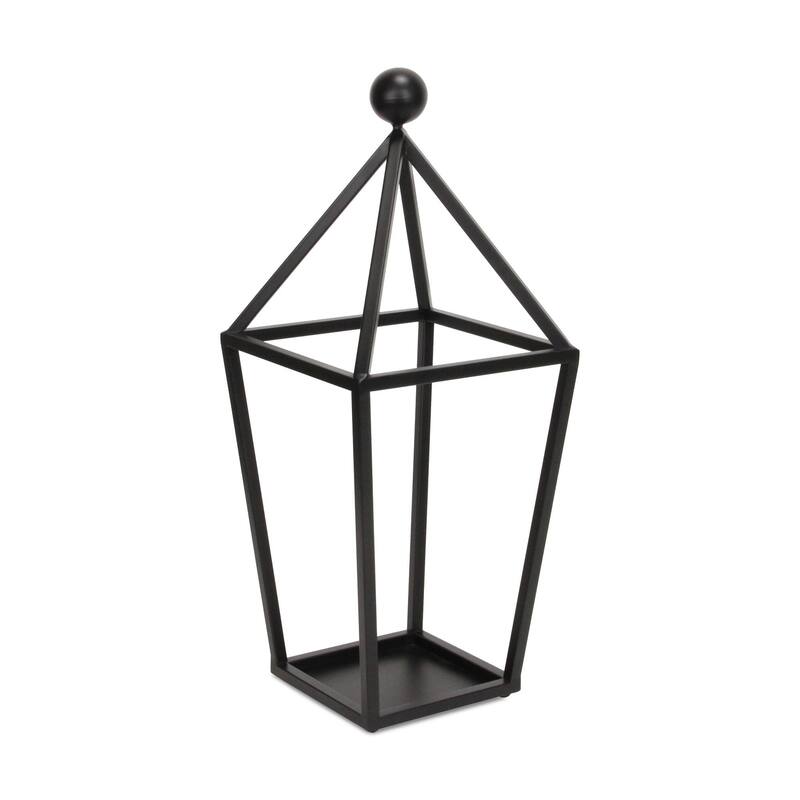 Pyramid Top Metal Tabletop Lantern - 24" - Black