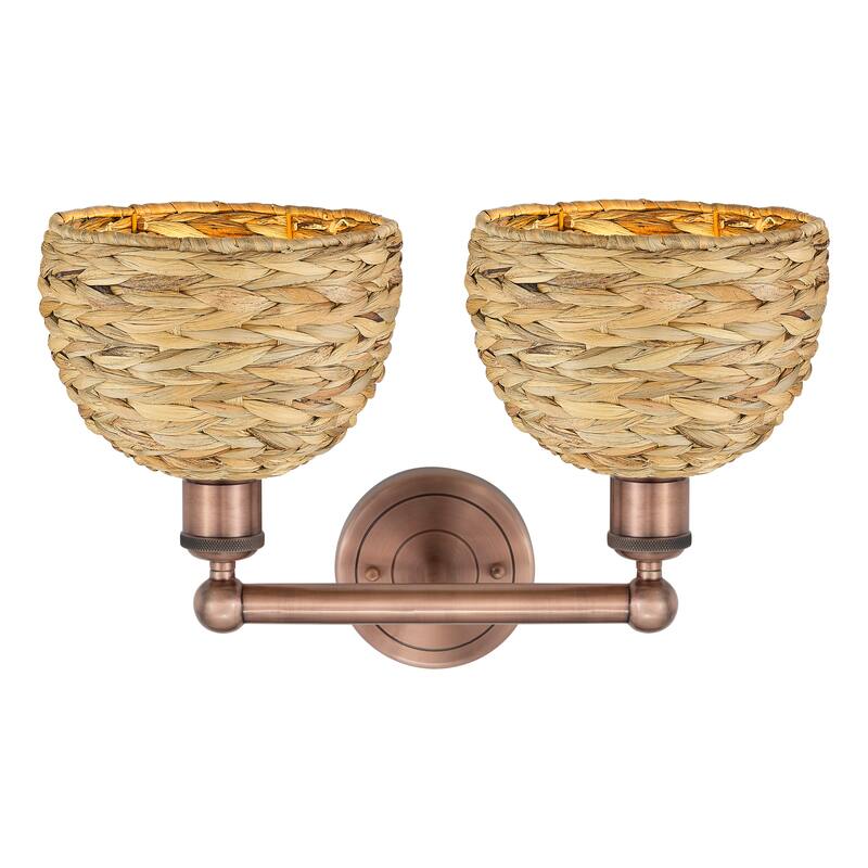 Innovations Lighting Endless Possibilities Edison - Woven Rattan - 2 Light 17" Bath Vanity Light