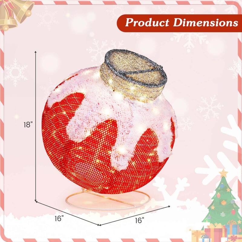 Costway Outdoor Christmas Lantern, Pop-Up Lighted Festive Ball with - as pic shows - See Details