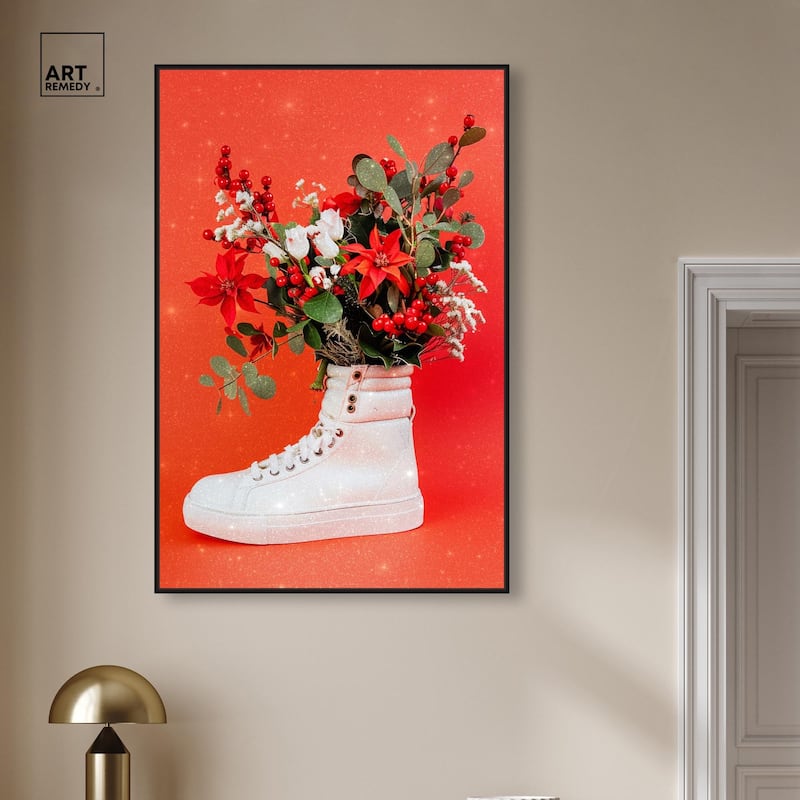 Christmas Sneaker Canvas by Art Remedy
