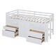 preview thumbnail 22 of 33, Twin Size Loft Bed for Kids, Wooden Loft Bed with 4 Storage Drawers, Cabinet, Shelves, Low Loft Bed Frame with Safety Guardrails