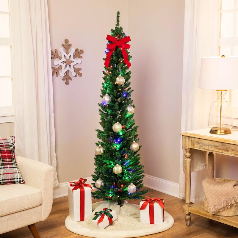 6' LED Pencil Northern Balsam Fir Artificial Tree Multi Lights - 6 Foot