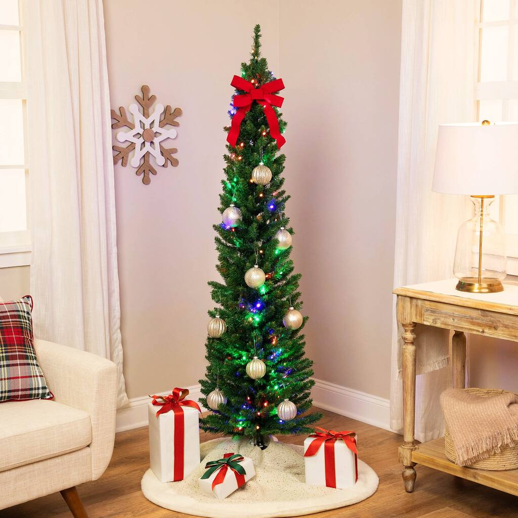 6' LED Pencil Northern Balsam Fir Artificial Tree Multi Lights - 6 Foot