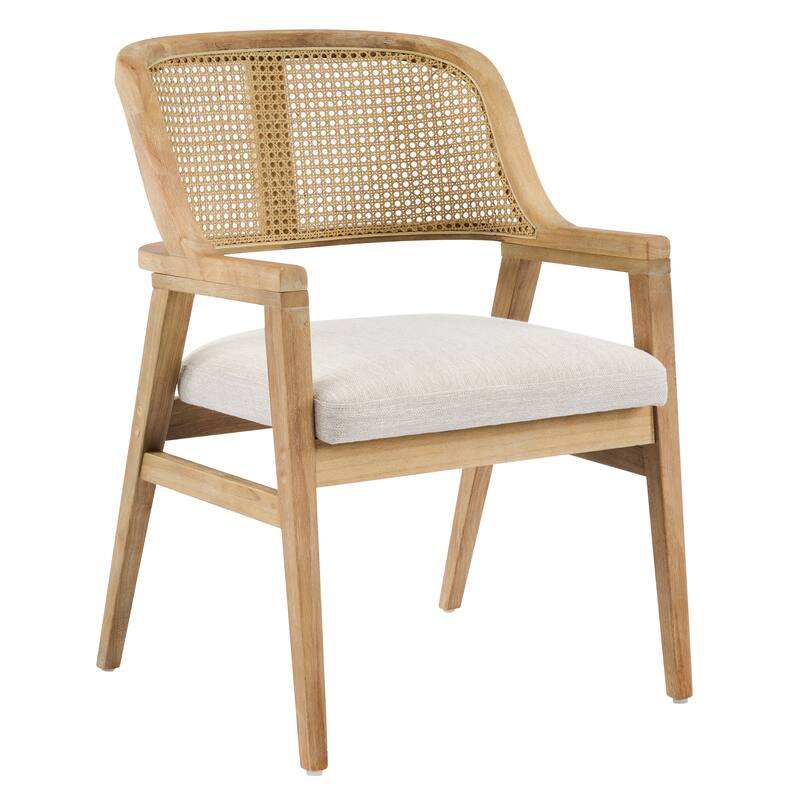 Christopher Knight Home - Mid-Century Modern Upholstered Cane Back Dining Chairs with Rubberwood Frame