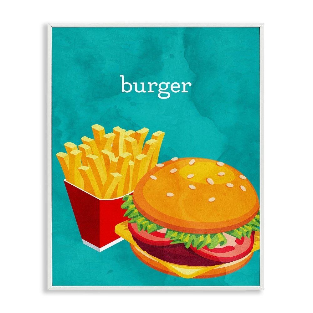 Stupell Satisfying Burger & Fries Framed Giclee Art Design By Kim Allen