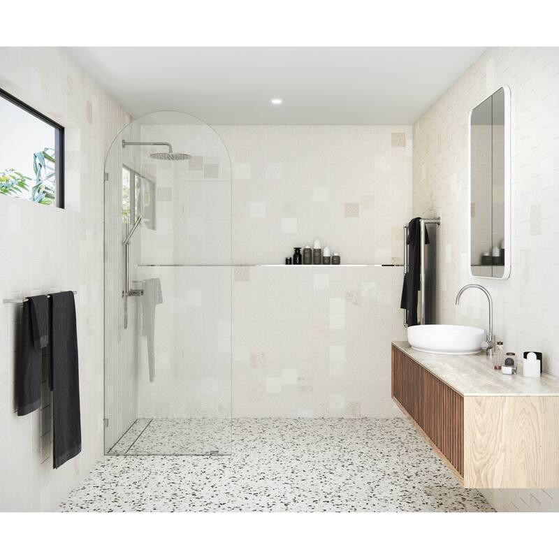 Glass Warehouse 32" x 86.75" Frameless Shower Door - Arched Single Fixed Panel