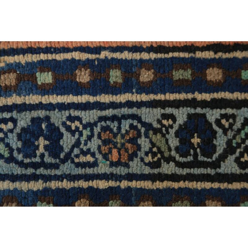 Orange Medallion Hamedan Persian Runner Rug Handmade Wool Carpet - 3'2"x 9'4"