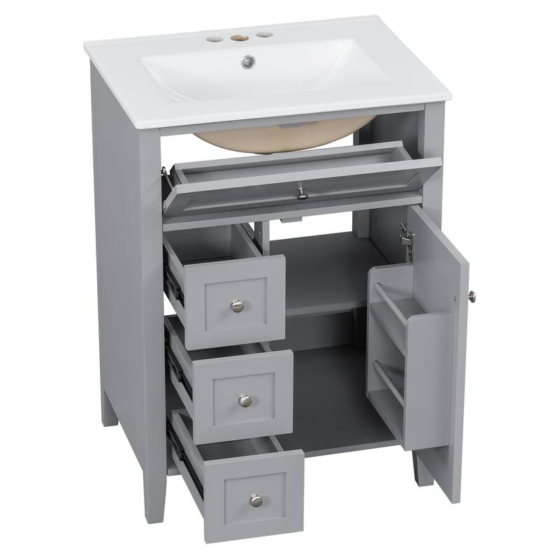 GDFStudio - Julian Hartwell 24-Inch Freestanding Bathroom Vanity with Smart Storage