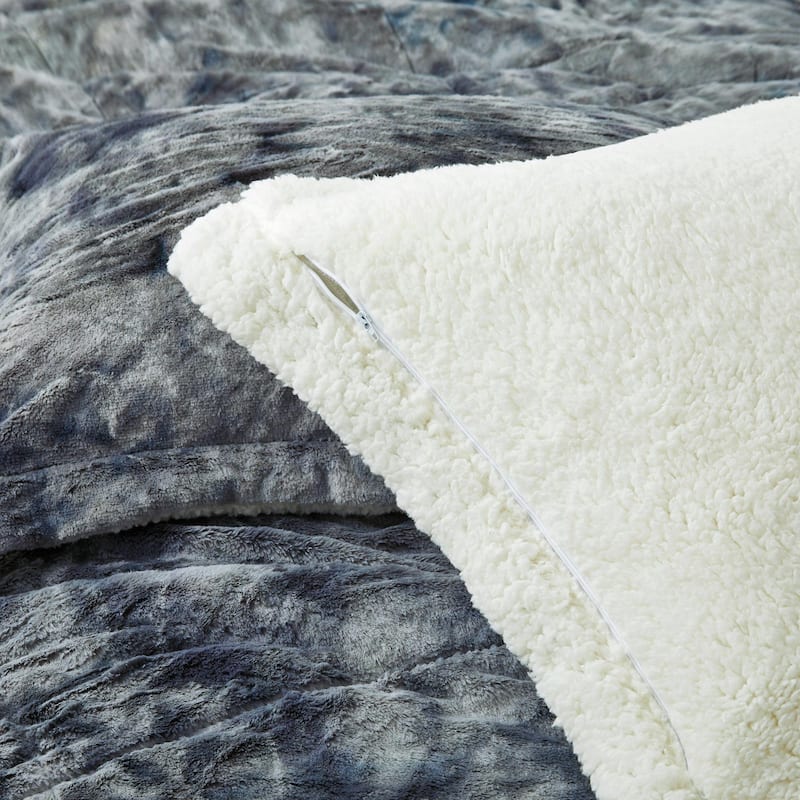 Dual-Side Fluffy Sherpa Comforter Set, Winter Plush Fuzzy Bedding Set