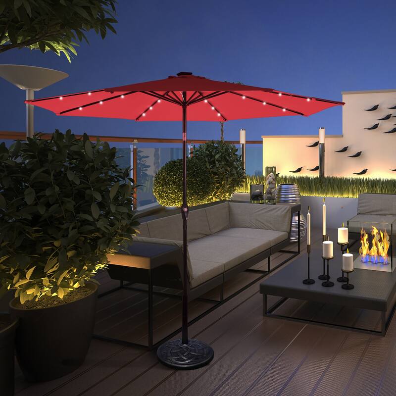 Costway 10' Solar LED Lighted Patio Market Umbrella Shade Tilt