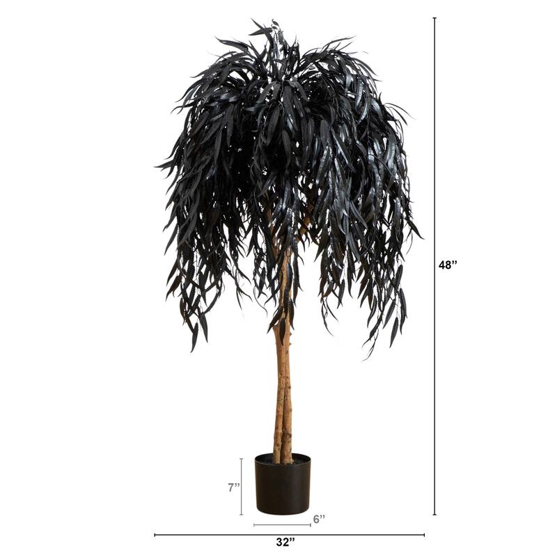 4-ft Artificial Halloween Black Willow Tree
