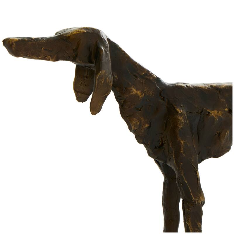 Bronze Polystone Distressed Slim Frame Dog Decorative Sculpture with Gold Accents