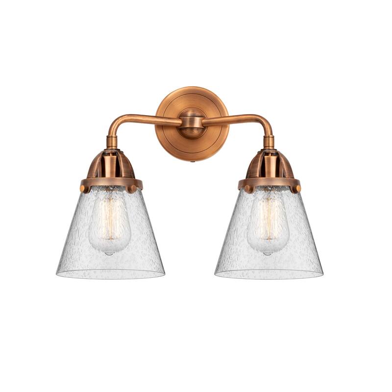 Innovations Lighting 288-2W-13-15 Cone Vanity Cone 2 Light 15" Wide - Antique Copper / Seedy
