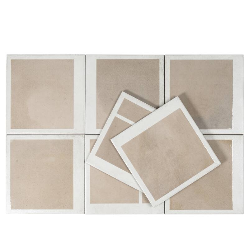 Cadence 8x8 Gray Beige Porcelain Square Motif Wall and Floor Tile (12.49 sq ft/case) - 29 Pack