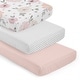 preview thumbnail 1 of 4, Sweet Jojo Designs Pink Boho Floral Girl 3 Pack Fitted Crib Sheets - Solid Blush, White/Grey Polka Dots & Bohemian Shabby Chic