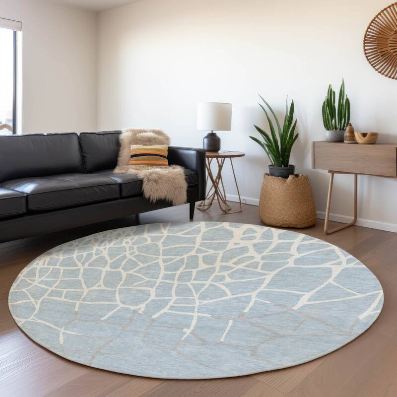 Premium Washable Super Soft Contemporary Webby Mayfield Rug - Sky - 8' x 8'
