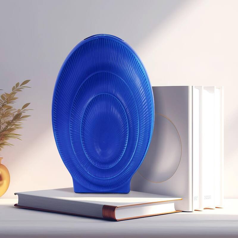 Allan Andrews Radiant Blue Ribbed Ceramic Vase Collection - 12"H x 8"W