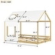 preview thumbnail 6 of 7, White & Natural Full House Bed with Roof & Window - Stylish & Durable