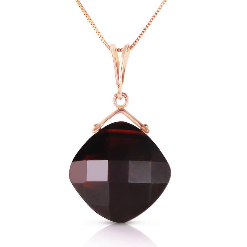 8.75 Carat 14K Solid Gold Fall Into Place Garnet Gemstone Necklace - 18 Inch - Rose