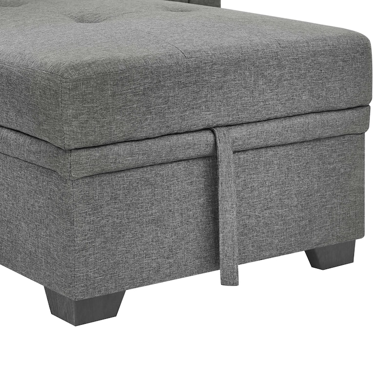 Polyester Sofa Bed 86" Pull Out Sleeper Gray 3 Seat Reversible Design