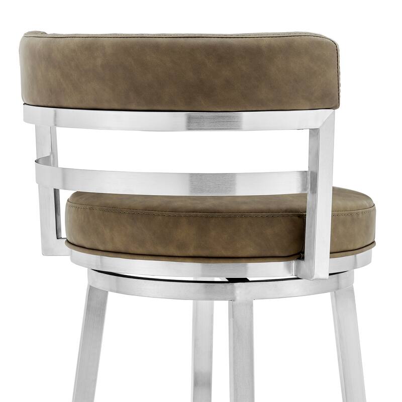 Madrid Modern Swivel Bar Stool, Upholstered Counter Height Chair with Metal Frame