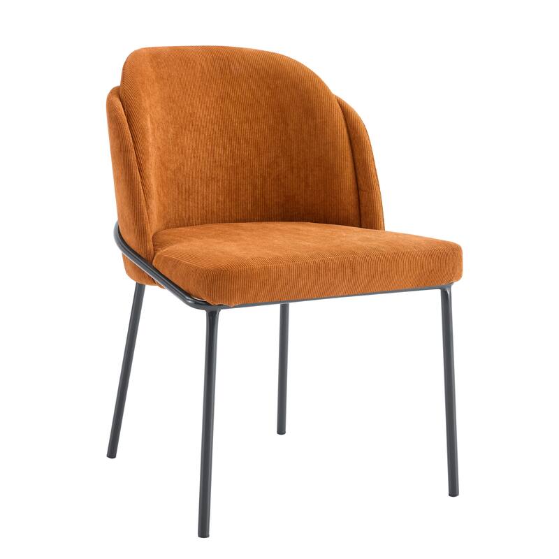 Set Of 2 Dinning Chair Brown Seat Black Leg Suitable for Kitchens, Restaurants, and Living Rooms