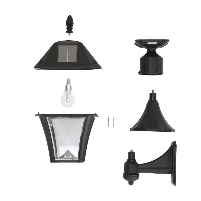 Baytown II Bulb Black Solar 3' Fitter Post Light with Pier and Wall - N/A