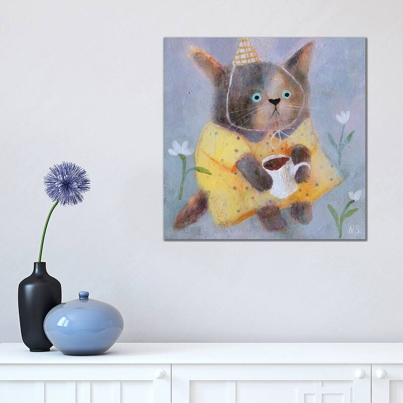 iCanvas "Morning Cat In Yellow Dress" by Natalia Shaloshvili Canvas Print - 18x18x1.5