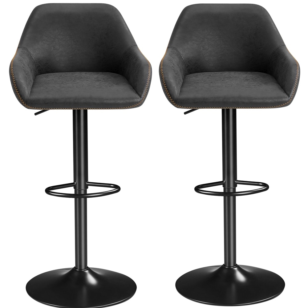 Yaheetech 2pcs Vintage Adjustable PU Leather Upholstered Bar