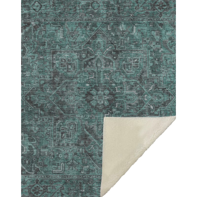 Premium Machine Washable Traditional Persian Sherpa Throw Blanket