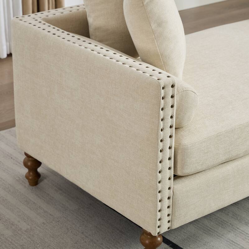 75.2" W Upholstered Chaise Lounge Chair,Modern Sofa Couch with Pillows