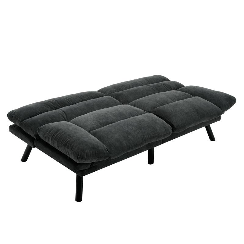 Modern Upholstered 2 Seaters Sleeper Sofa with Thick Cushion and Metal Feet