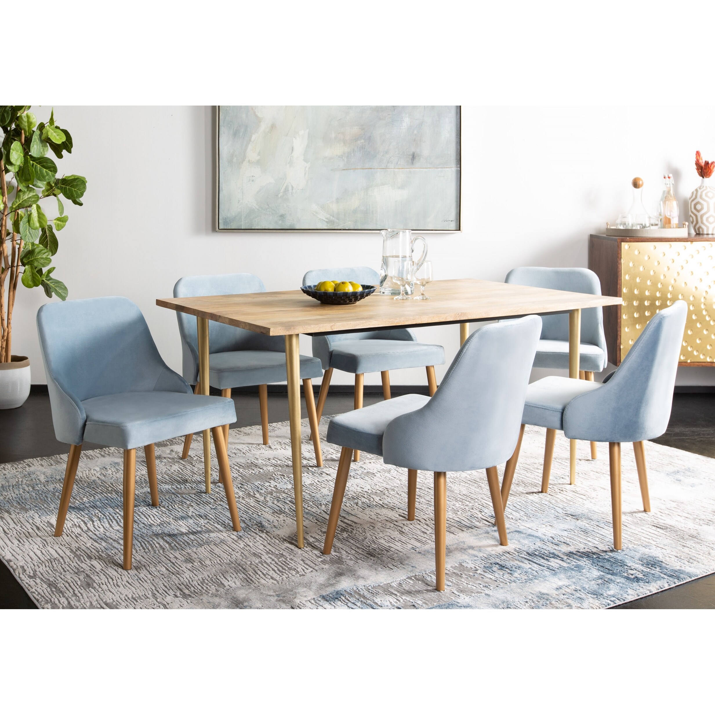 Shop Safavieh 18 3 Lulu Upholstered Dining Chair Slate Blue