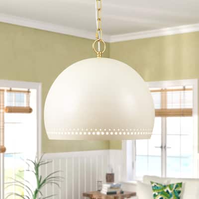 1-Light Modern Black/White Dome Pendant Kitchen Island Light