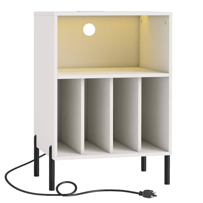 Costway Record Player Stand Turntable Stand with Vinyl Storage Holder - See Details - White