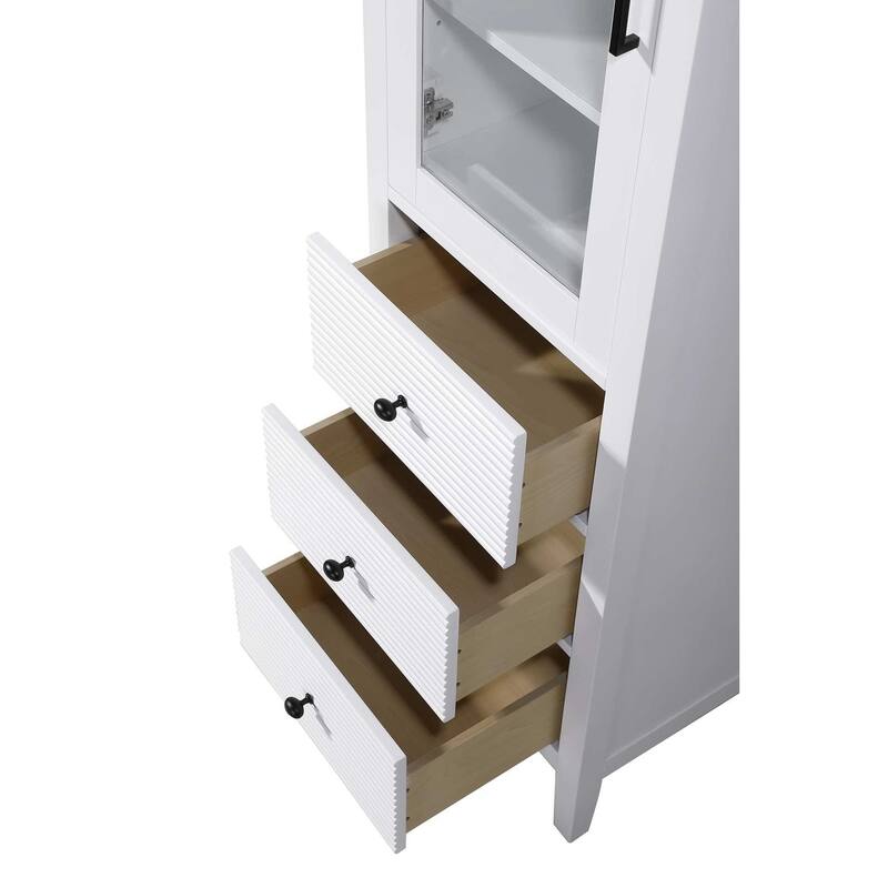 Kensington 16-28 Inch Bath Storage Glass Cabinet