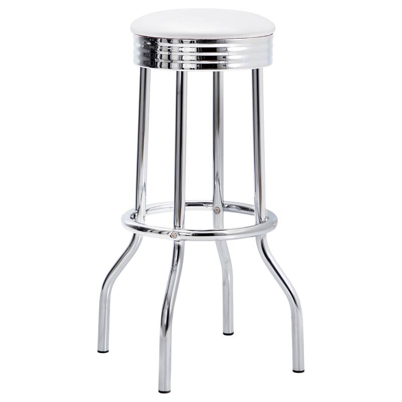 Midge White Upholstered Metal Swivel Bar Stool (Set of 2)