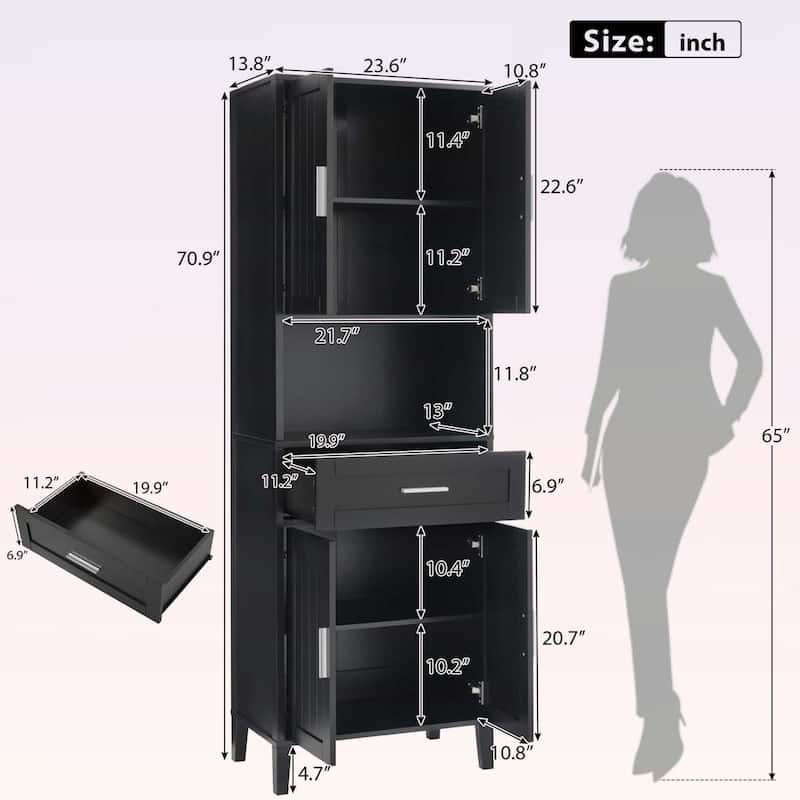 Freestanding Tall Bathroom Cabinet with a Drawer,2 Cabinets,for Bathroom,Living Room,Laundry Room