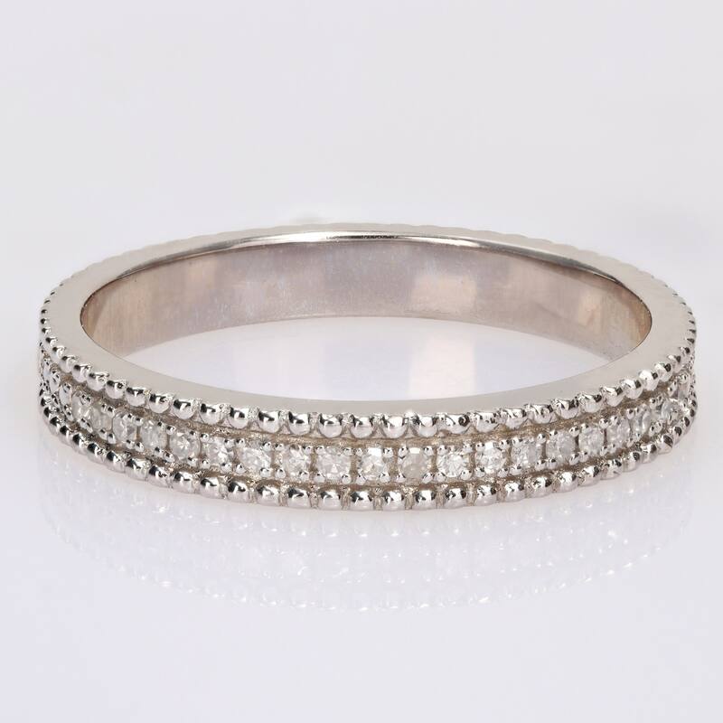 Miadora 1/10ct TDW Diamond Stackable Anniversary Wedding Band in Sterling Silver