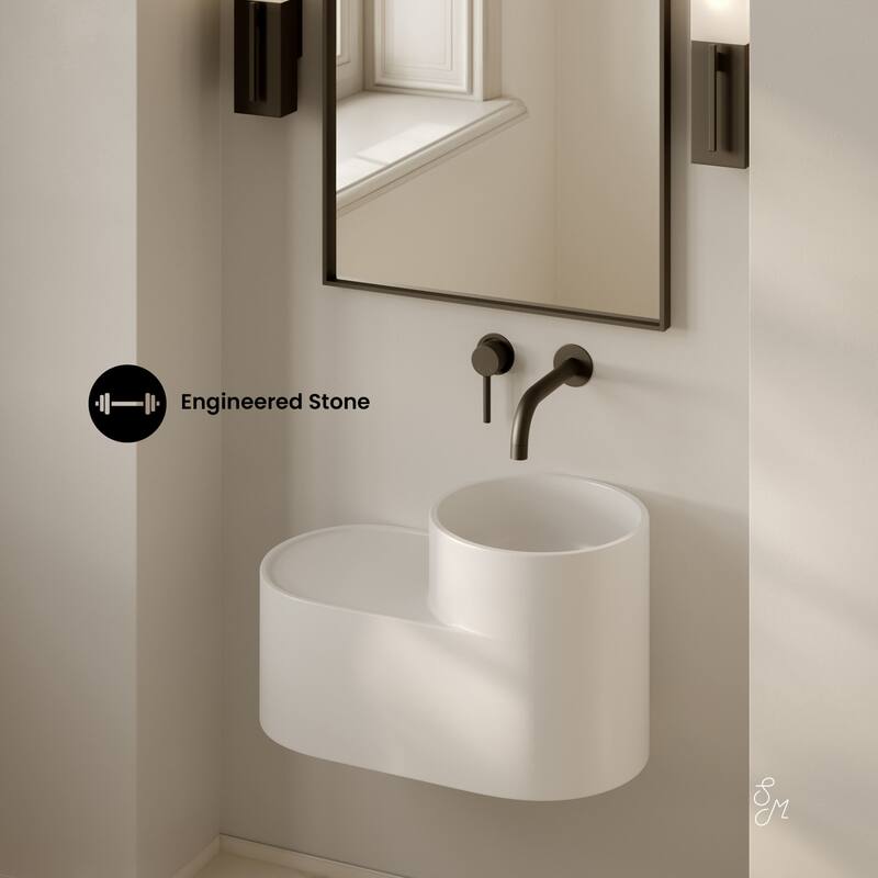 Monaco 20" Solid Surface Oval Wall-Mounted Sink In Matte White - 20