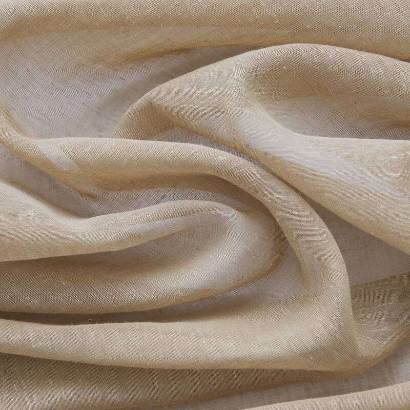HLC.me Sierra Burlap Flax Linen Semi Sheer Light Filtering Transparent Window Grommet Thick Curtains Panels - Set of 2