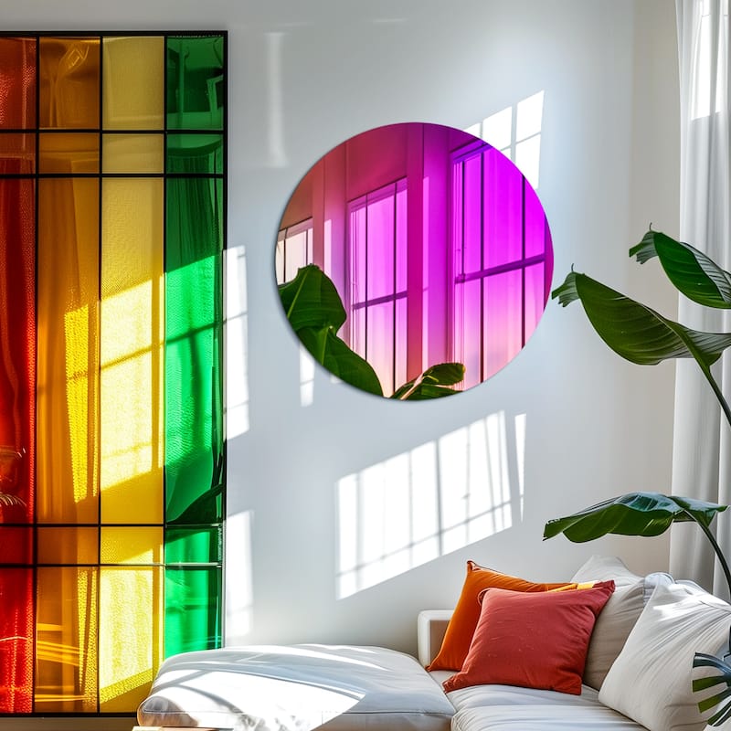 Wall Mounted Mirror, Decorative Iridescent Mirror - Round 26" Dia