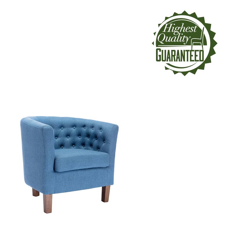 Porthos Home Kady Fabric Barrel Accent Chair with Rubberwood Legs