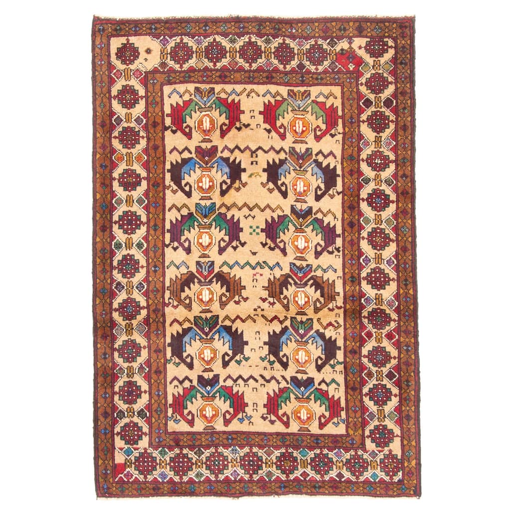 ECARPETGALLERY Hand-knotted Teimani Tan Wool Rug - 3'2 x 4'6