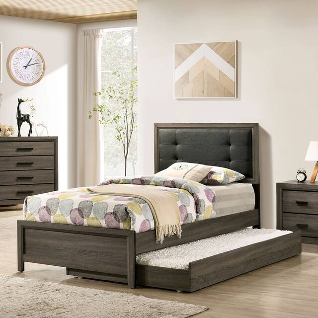 Furniture of America Aury Rustic Grey Bed and Trundle Set