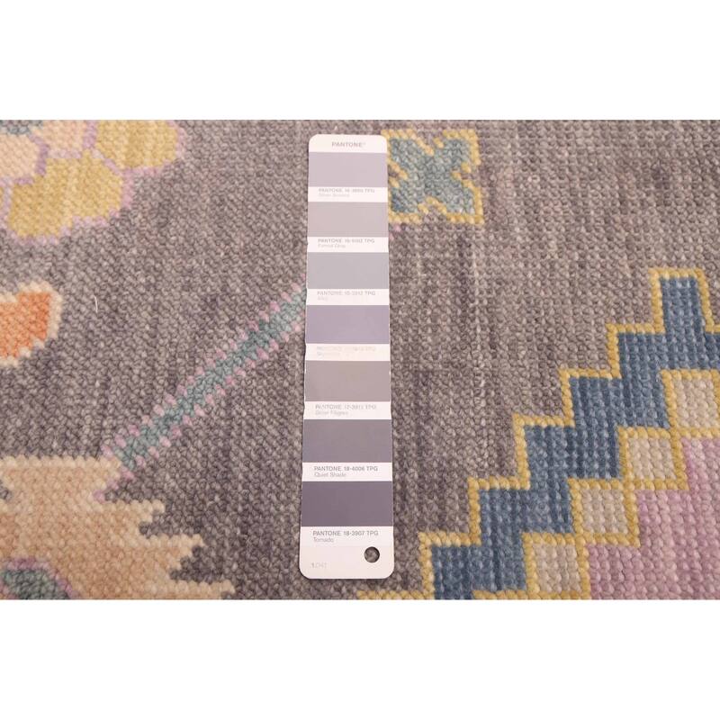 ECARPETGALLERY Hand-knotted Modern Oushak Dark Grey Wool Rug - 8'0 x 9'9