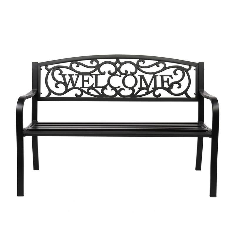 50 in. Outdoor Cast Iron Bench Decorative Patio Lawn Garden Park Bench